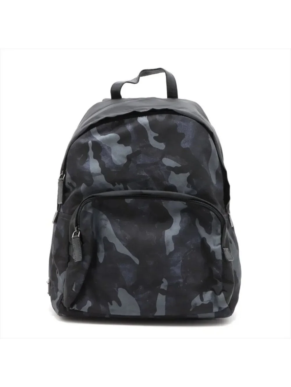 Prada Tessuto Nylon Camouflage Pattern Leather Backpack Black
